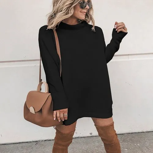 Casual Long-sleeved Round Neck Dress