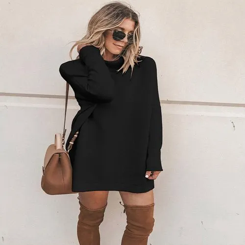 Casual Long-sleeved Round Neck Dress