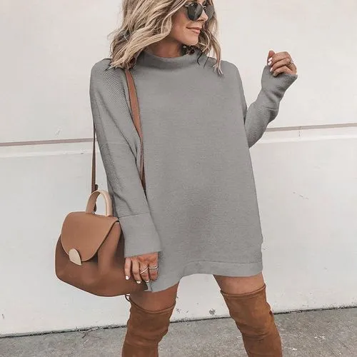 Casual Long-sleeved Round Neck Dress