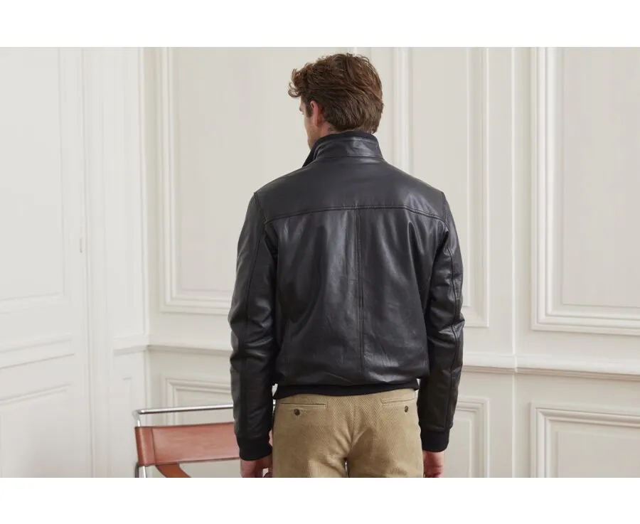 CAYDEN Men's Navy Leather Jacket