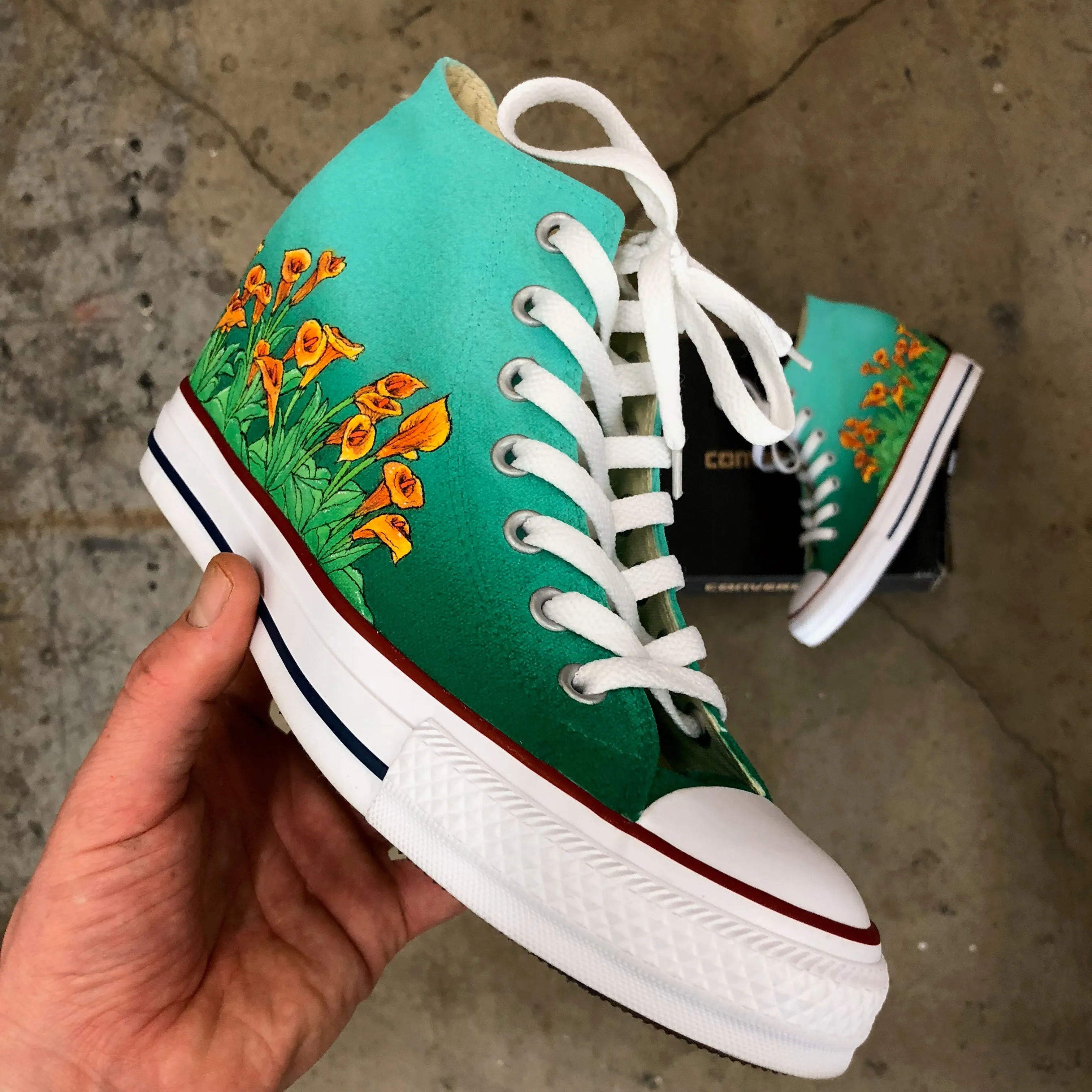 Converse Hi Tops - Orange Bloom Flowers