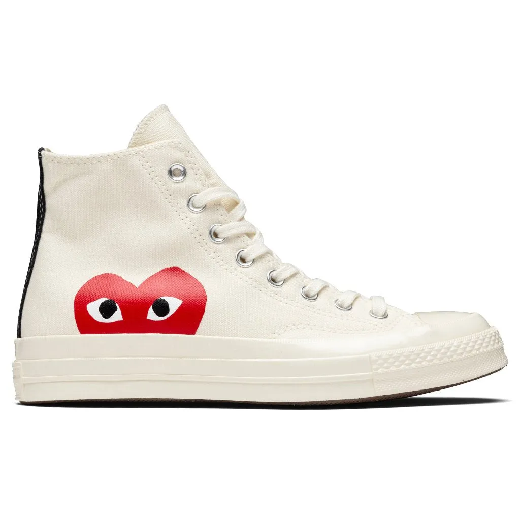 Converse x Comme Des Garcons PLAY All Star Chuck '70 Hi - White sneakers.