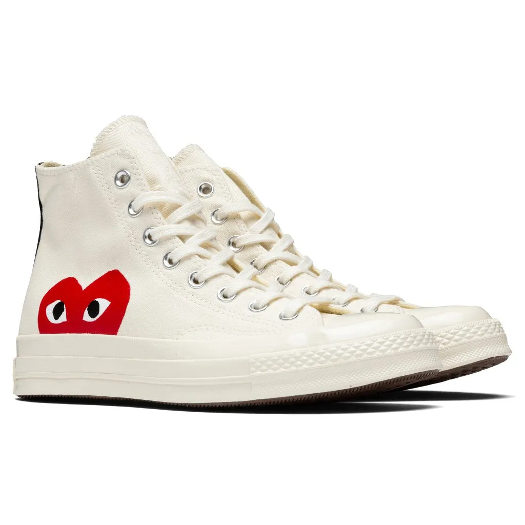 Converse x Comme Des Garcons PLAY All Star Chuck '70 Hi - White sneakers.