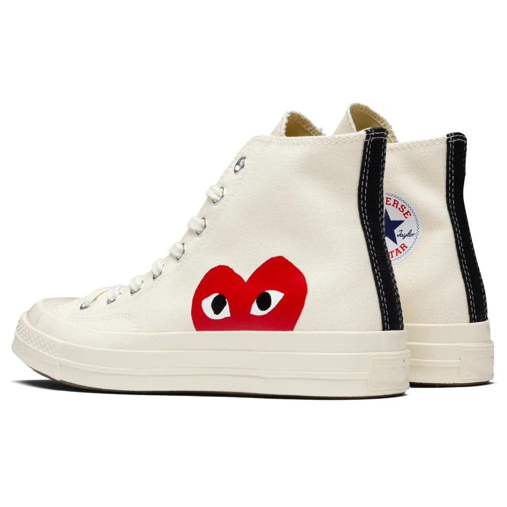 Converse x Comme Des Garcons PLAY All Star Chuck '70 Hi - White sneakers.