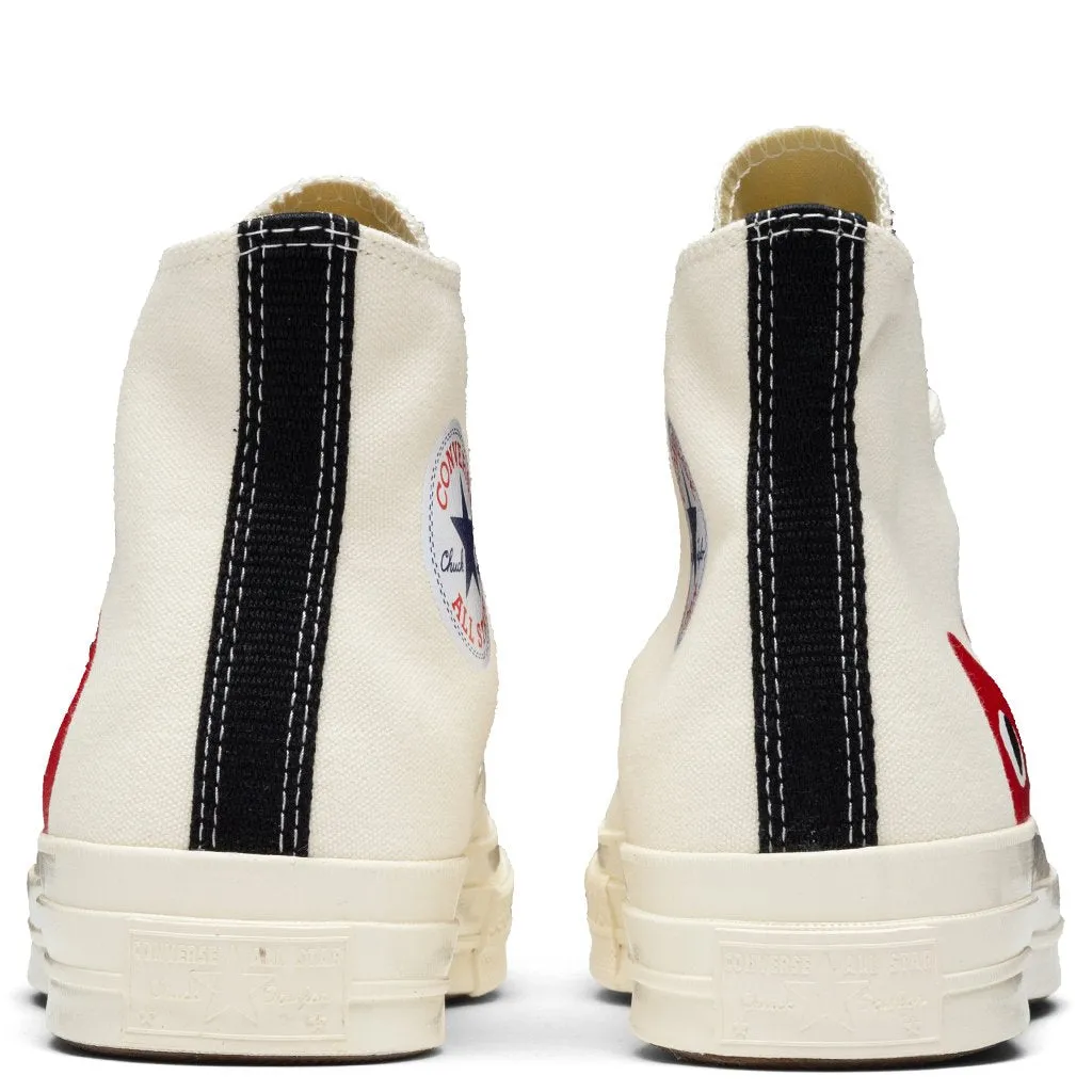 Converse x Comme Des Garcons PLAY All Star Chuck '70 Hi - White sneakers.