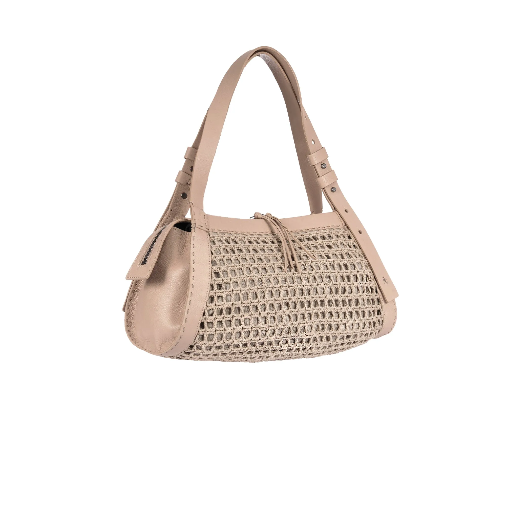 Crochet Beige Boa Bag