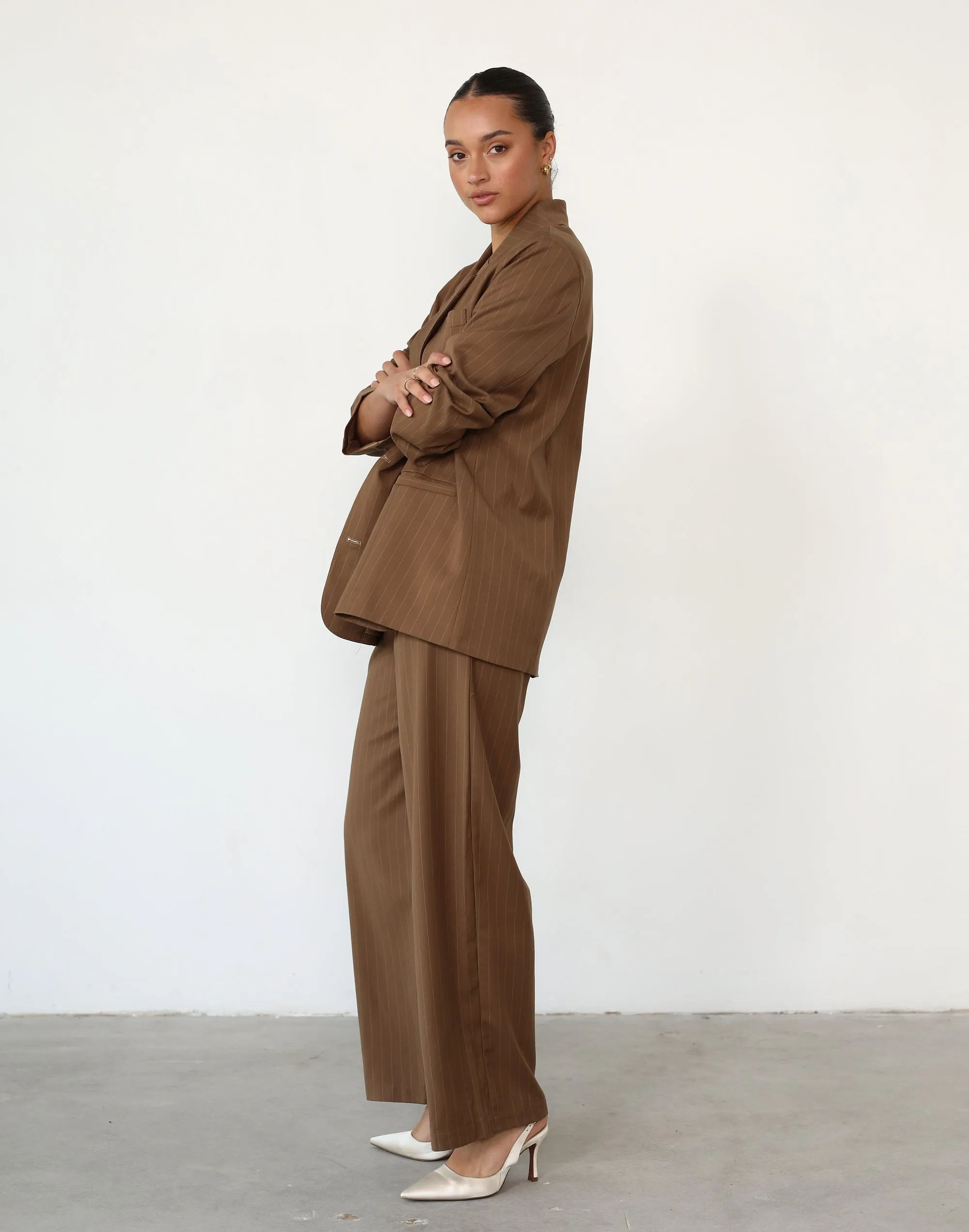 Devyn Blazer - Brown Pinstripe | Shop Now