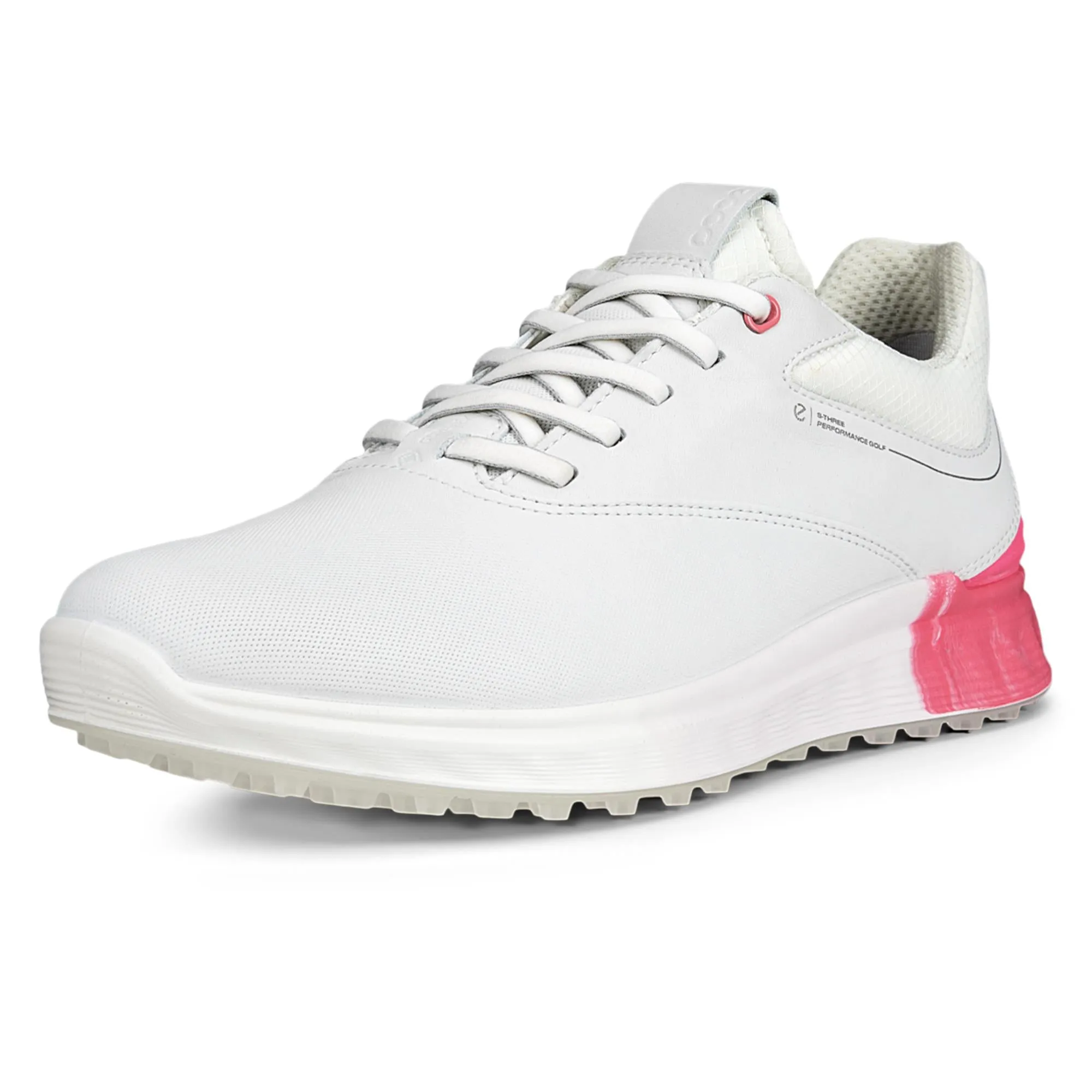 Ecco S-Three Ladies Golf Shoes - White/Bubble Gum - Gore-Tex