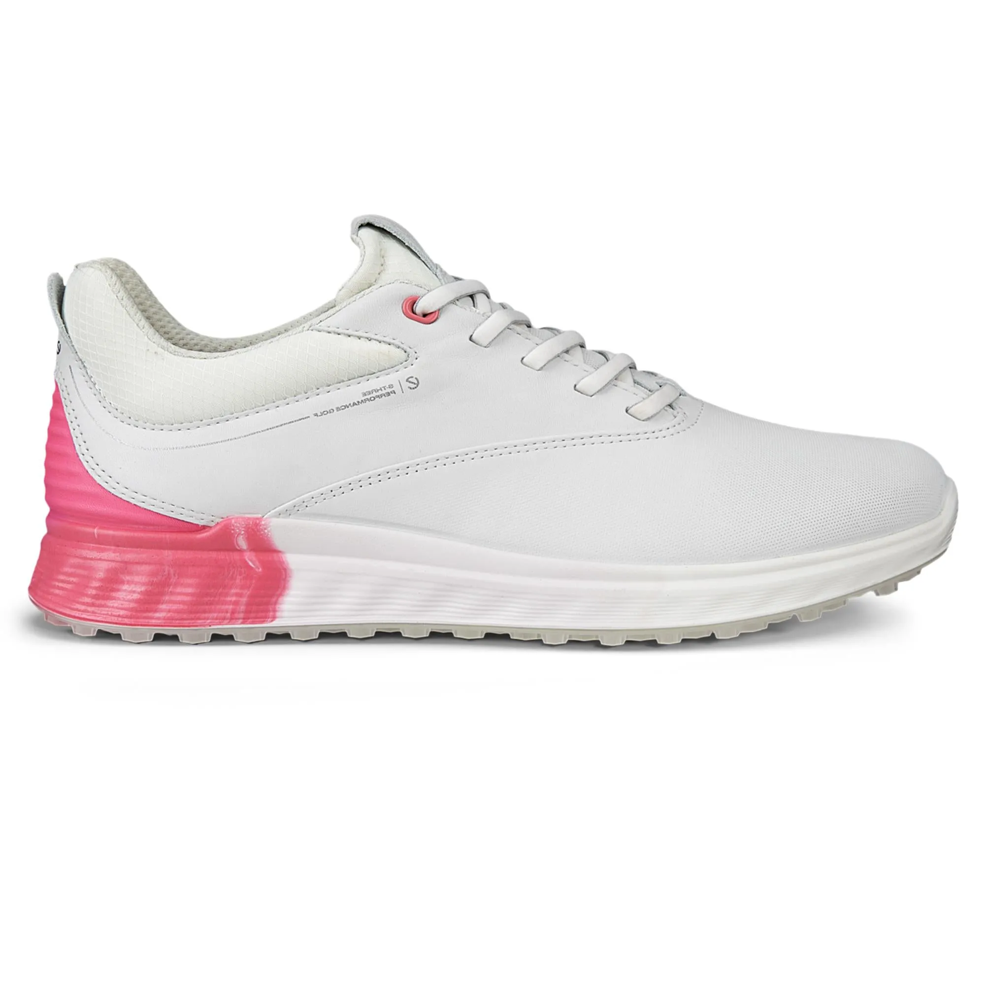 Ecco S-Three Ladies Golf Shoes - White/Bubble Gum - Gore-Tex