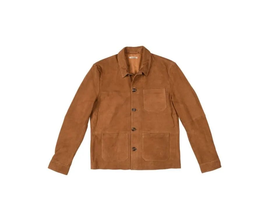 FAUSTIN Men's Caramel Suede Leather Jacket