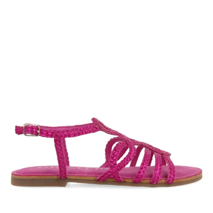 FUCHSIA BRAIDED LEATHER SANDALS FOR WOMEN YAKIMA