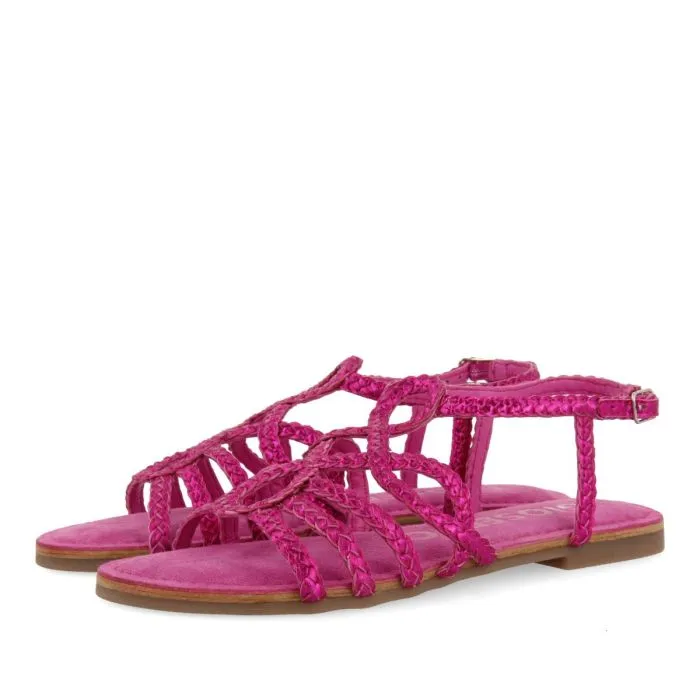 FUCHSIA BRAIDED LEATHER SANDALS FOR WOMEN YAKIMA