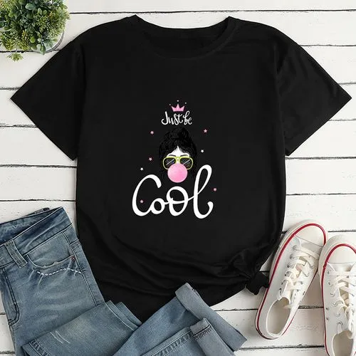 Girls Print Ladies Loose Casual T-shirt