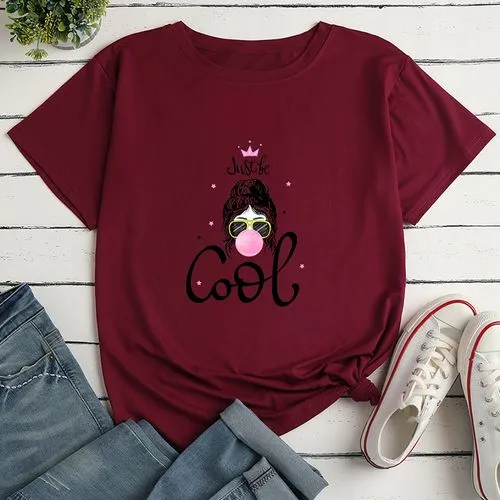 Girls Print Ladies Loose Casual T-shirt