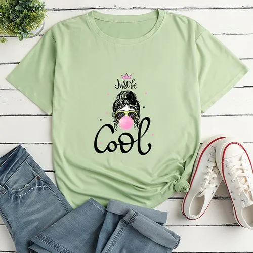 Girls Print Ladies Loose Casual T-shirt