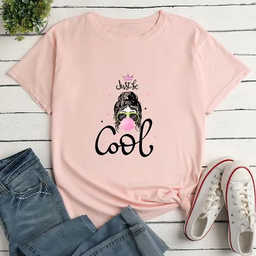 Girls Print Ladies Loose Casual T-shirt