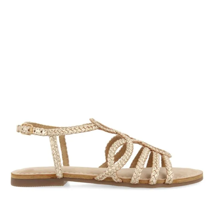 GOLDEN BRAIDED LEATHER SANDALS FOR WOMEN YAKIMA