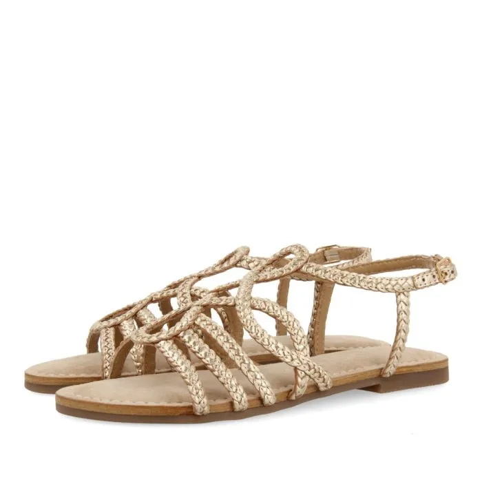 GOLDEN BRAIDED LEATHER SANDALS FOR WOMEN YAKIMA