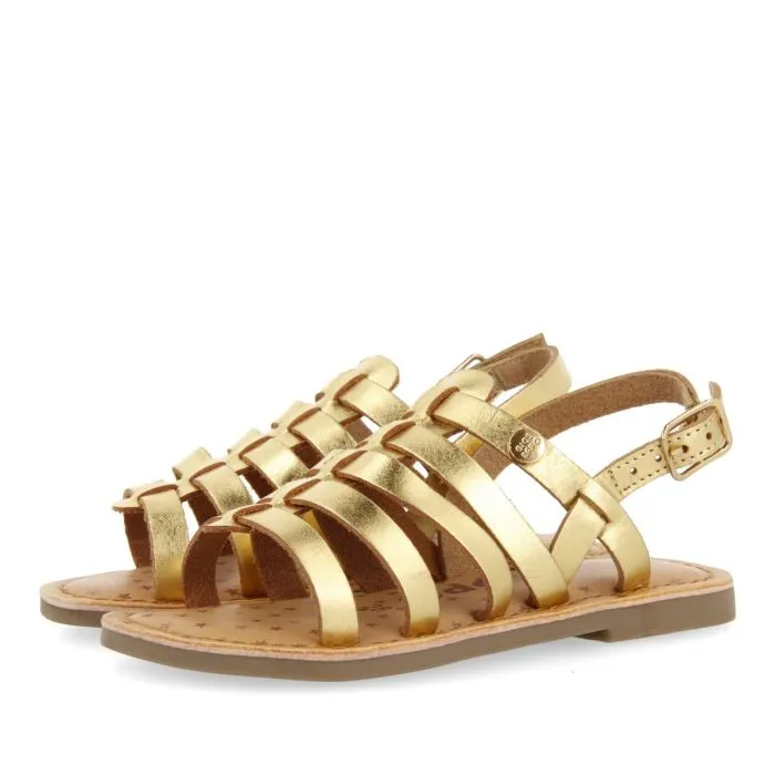 GOLDEN LEATHER ROMAN STYLE SANDALS FOR GIRL AND BOY LENI