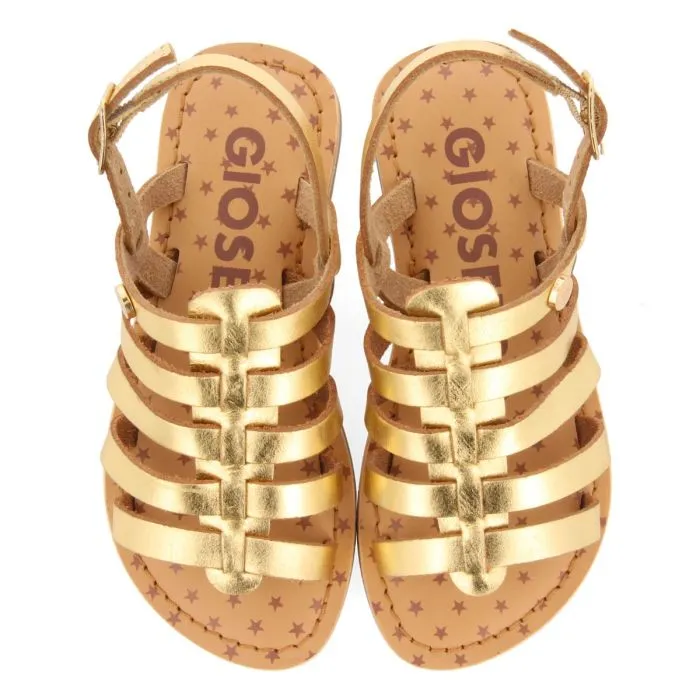 GOLDEN LEATHER ROMAN STYLE SANDALS FOR GIRL AND BOY LENI