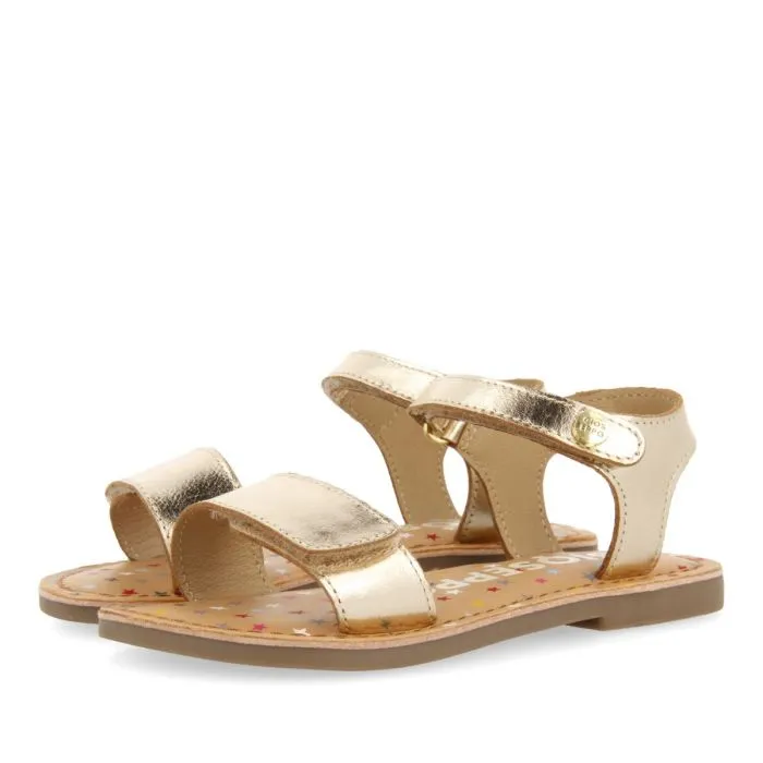 GOLDEN LEATHER SANDALS WITH FANTASY PRINT FOR GIRL AND BOY GIGEAN