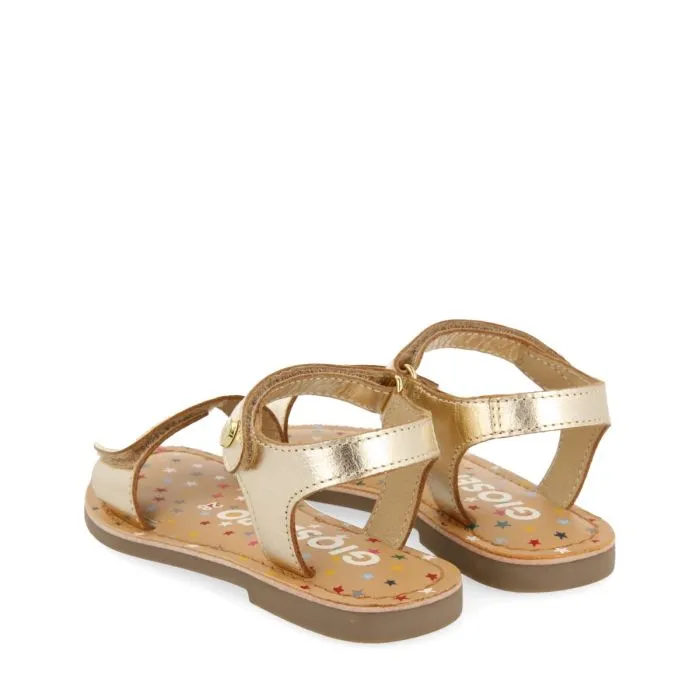 GOLDEN LEATHER SANDALS WITH FANTASY PRINT FOR GIRL AND BOY GIGEAN