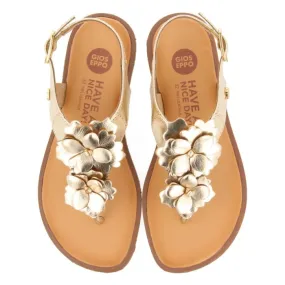 GOLDEN LEATHER SANDALS WITH FLOWER DECORATION FOR GIRL AND BOY IMOTSKI