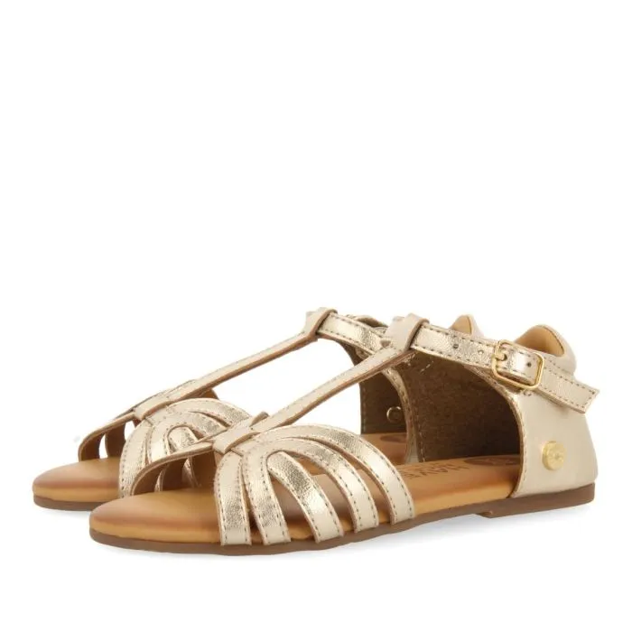 GOLDEN LEATHER SANDALS WITH STRAPS FOR GIRL AND BOY ARIPEKA