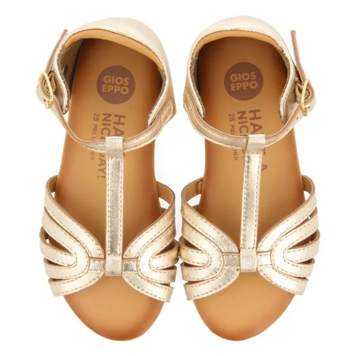 GOLDEN LEATHER SANDALS WITH STRAPS FOR GIRL AND BOY ARIPEKA