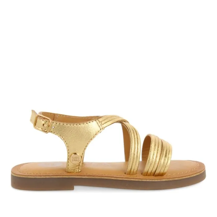 GOLDEN SANDALS WITH LEATHER STRAPS FOR GIRL AND BOY KERRIER