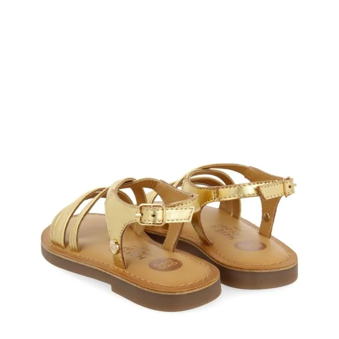 GOLDEN SANDALS WITH LEATHER STRAPS FOR GIRL AND BOY KERRIER