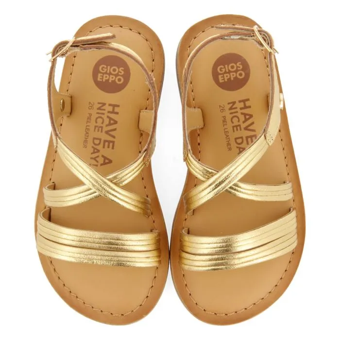 GOLDEN SANDALS WITH LEATHER STRAPS FOR GIRL AND BOY KERRIER