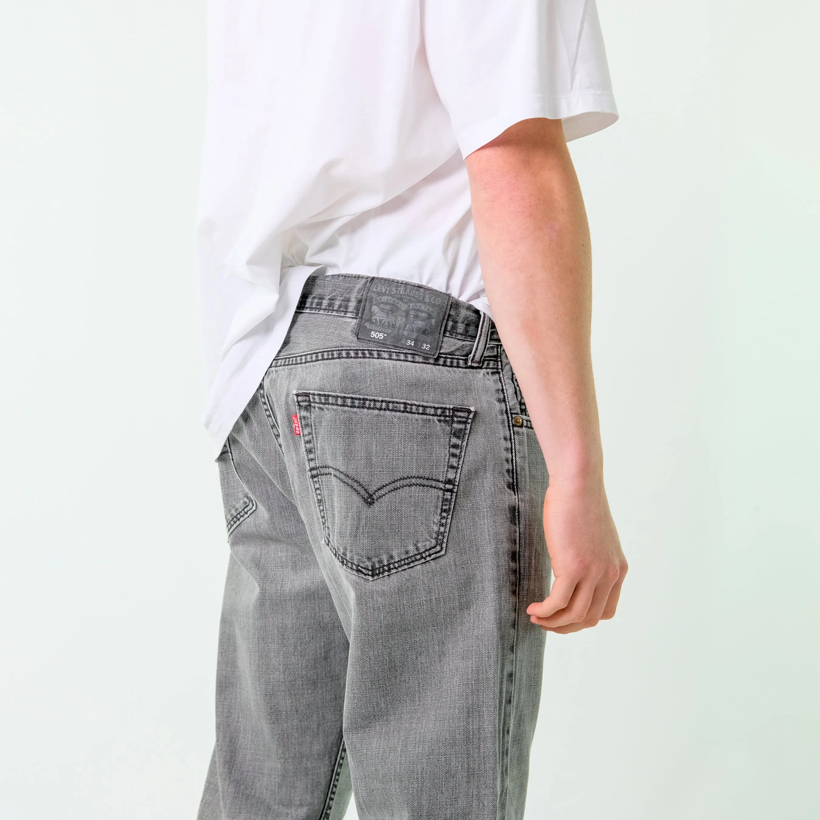 Grey 90s Levi's 505 Denim Jeans Baggy Pants (34x32)