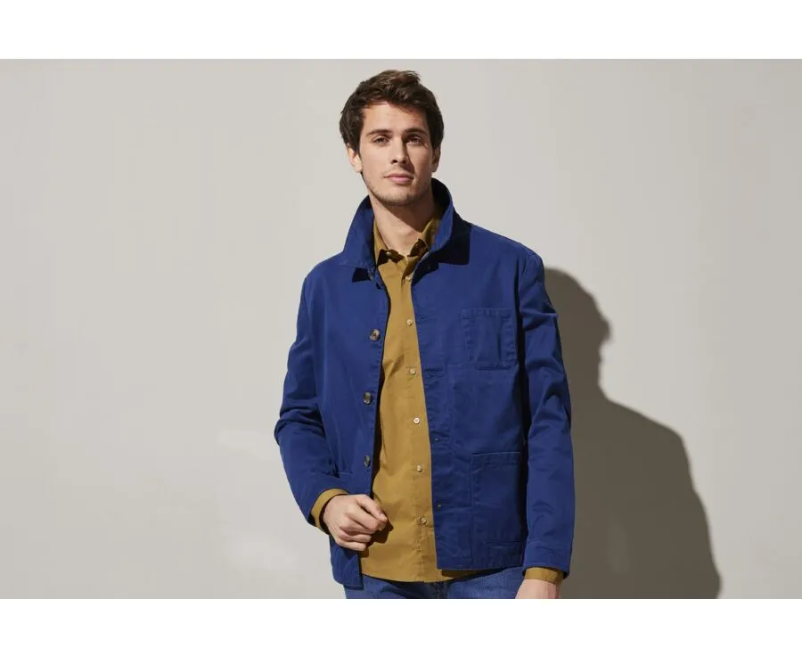 Indigo Blue Cotton Jacket for Men - FÉLICIEN