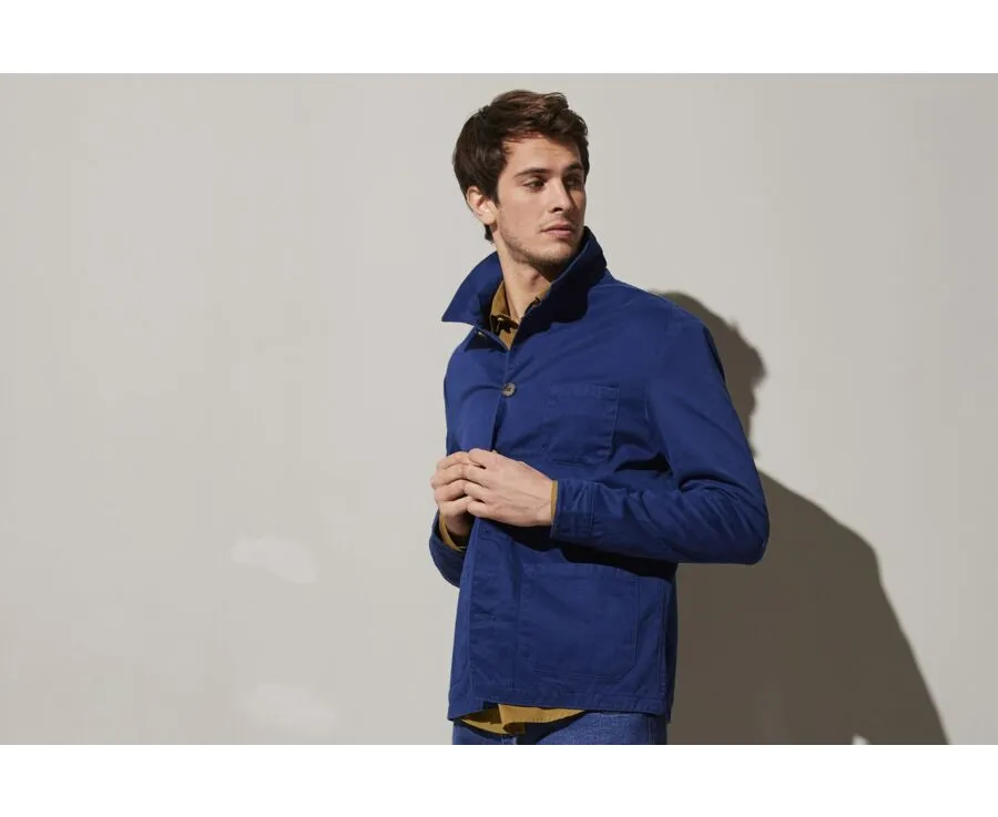 Indigo Blue Cotton Jacket for Men - FÉLICIEN