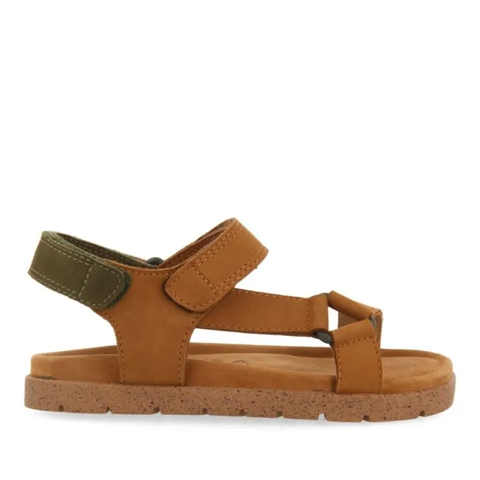 LEATHER SKIN SANDALS WITH KHAKI ACCENTS FOR BOYS AND GIRLS DEPOE