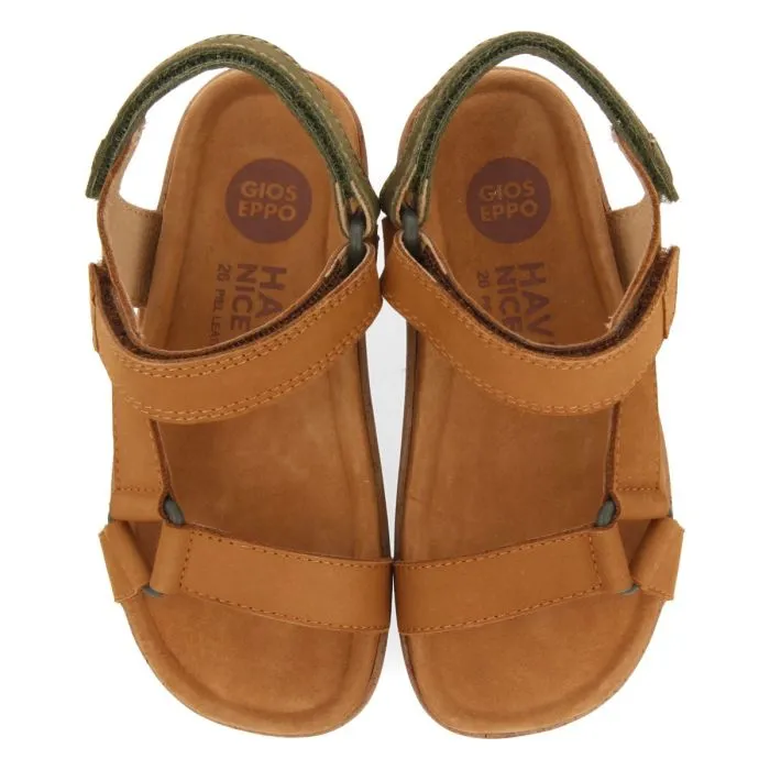 LEATHER SKIN SANDALS WITH KHAKI ACCENTS FOR BOYS AND GIRLS DEPOE