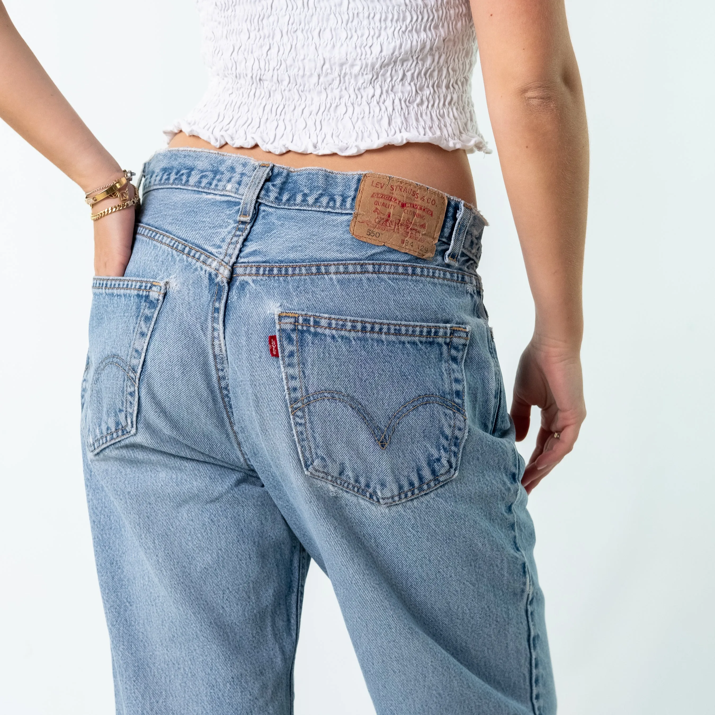 Light Blue 90s Levi's Denim Jeans Baggy Pants (34x28)