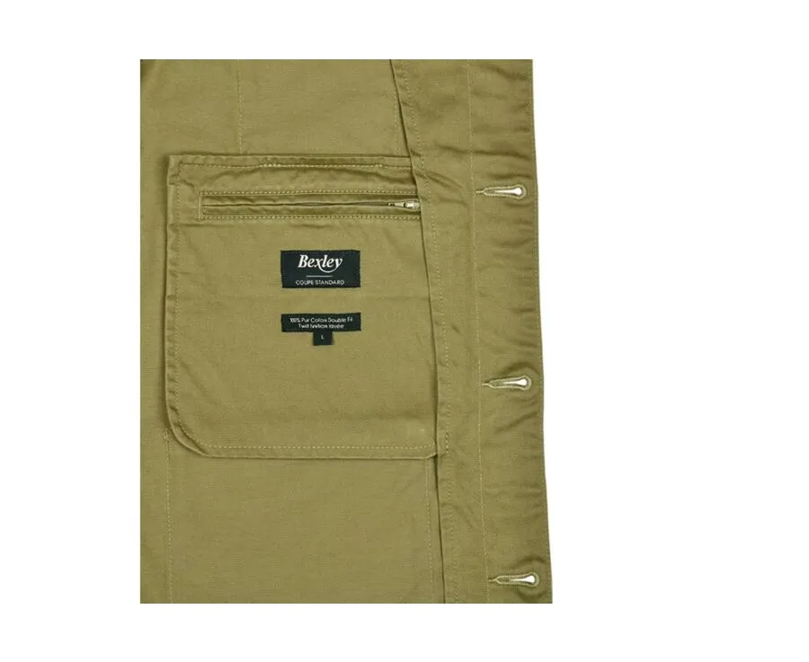 Light Khaki Cotton Jacket for Men - FÉLICIEN