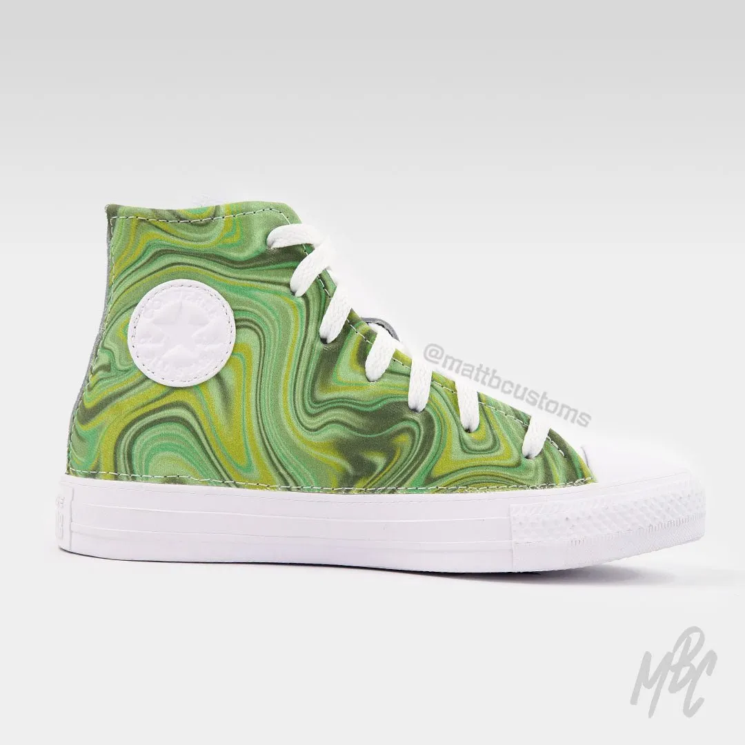 Lime Liquid Marble Converse shoes, UK size 3 | Buy now