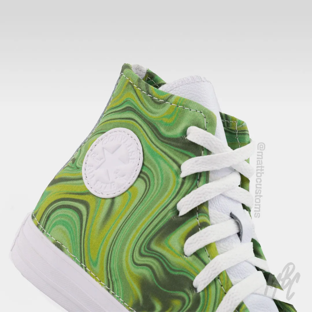 Lime Liquid Marble Converse shoes, UK size 3 | Buy now