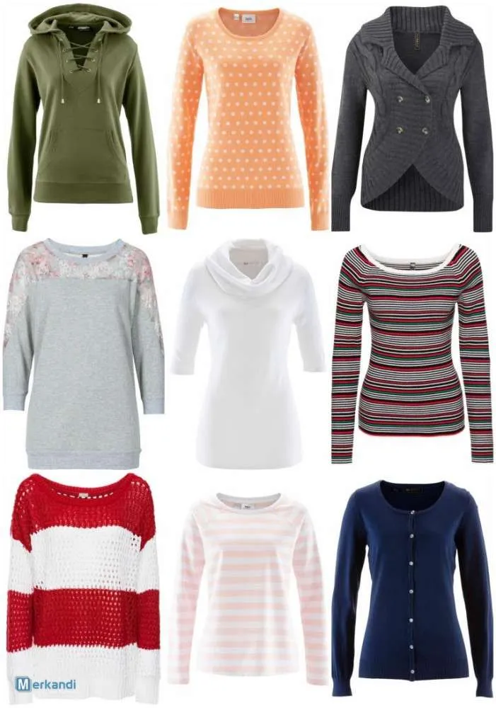 Lot of women's knitted jerseys. Assorted sizes and styles.