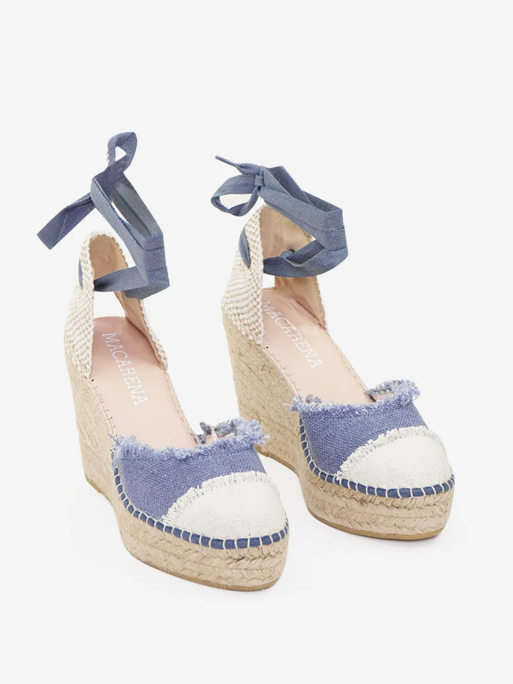 mcquadraexclusive espadrillas canvas punta bicolor zeppa intrecciata modello alba