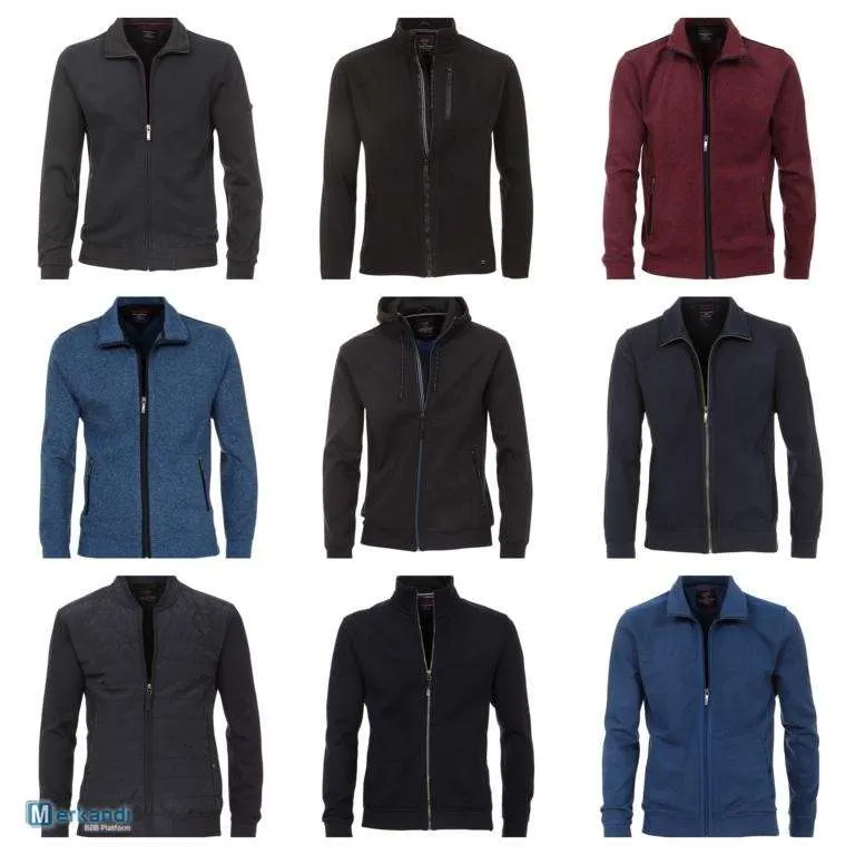 Men's Cardigans with Zipper - Sweaters with Textile Mix.