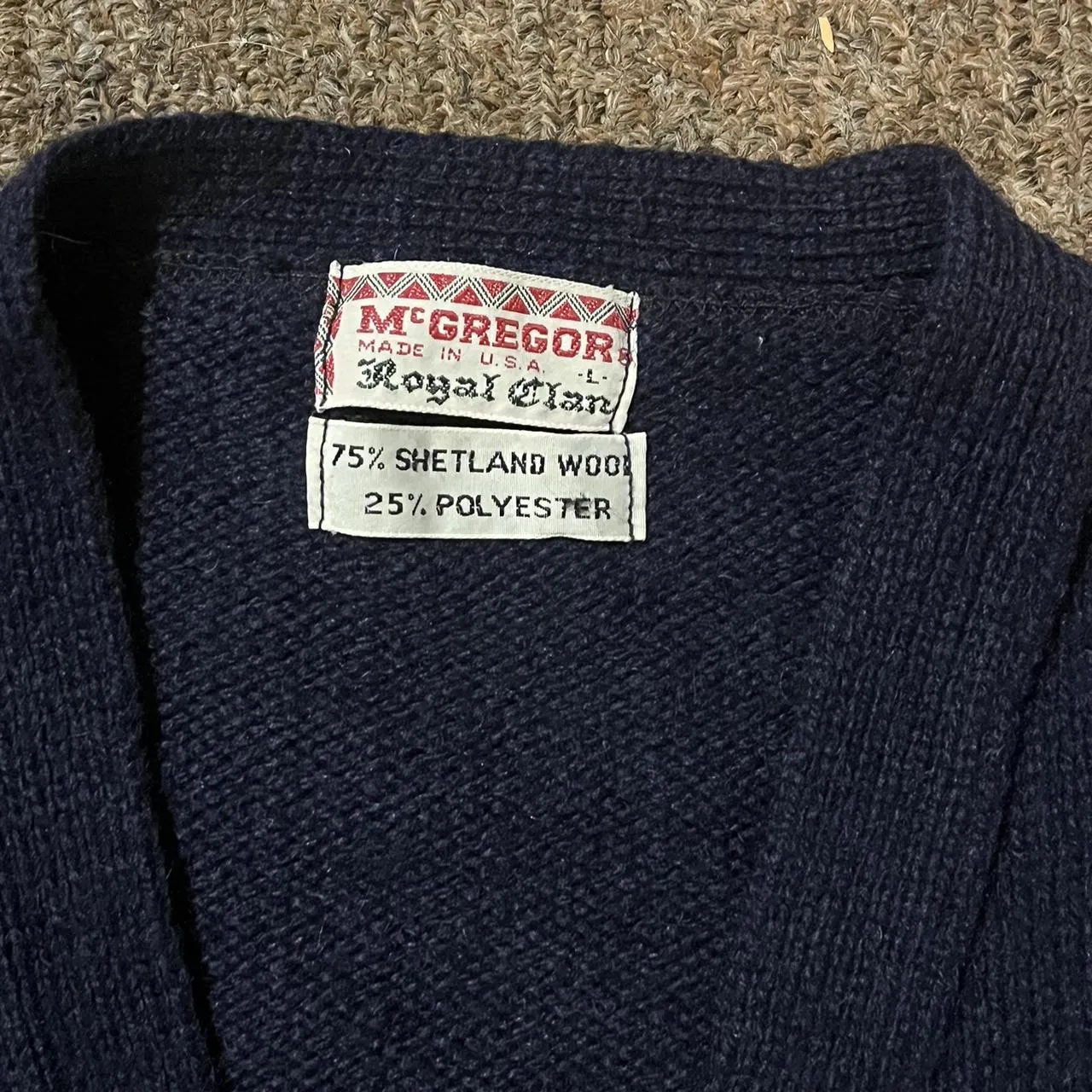 Men's Navy and Blue Cardigan