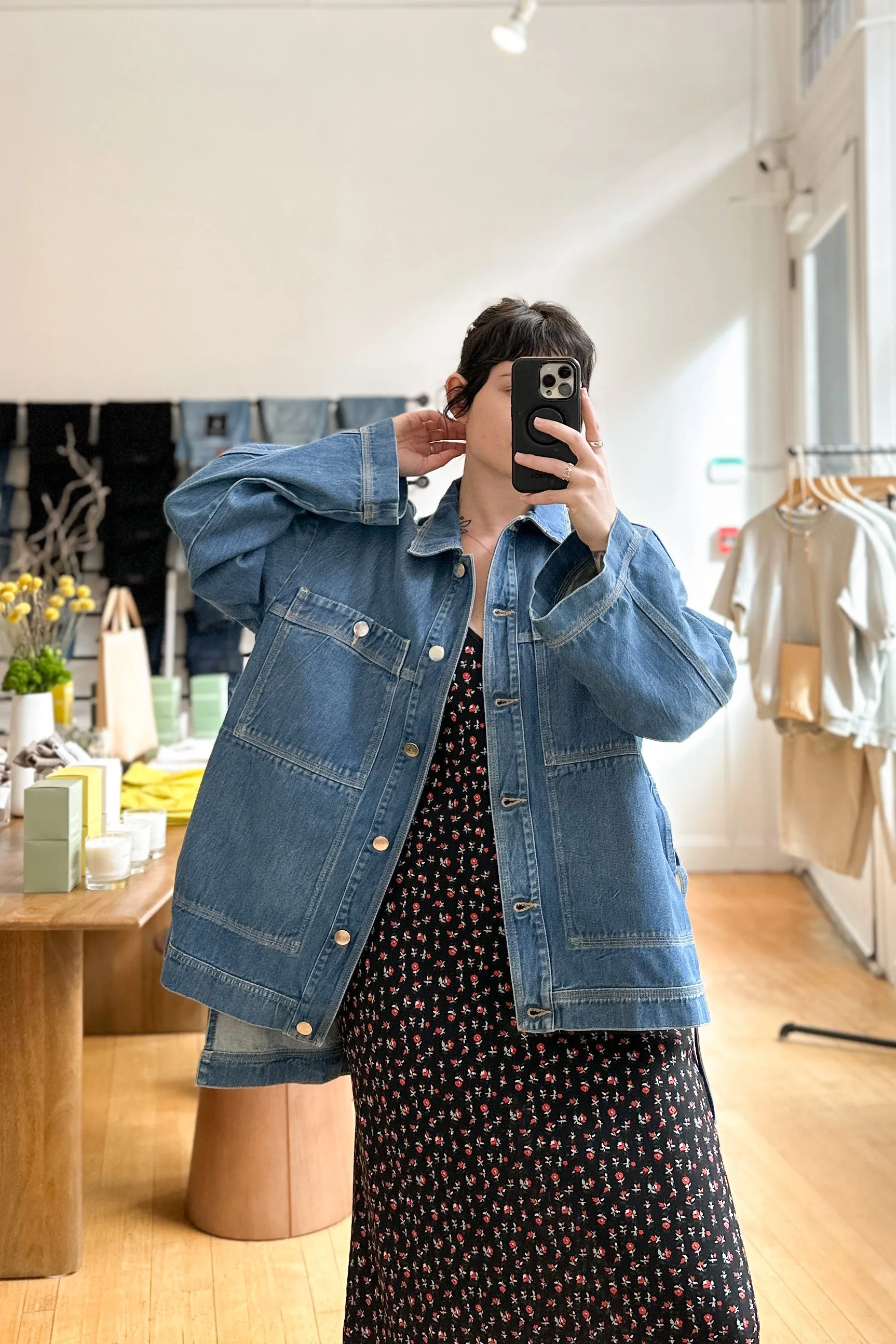 Mid Blue Blouse with Sidelong Straps