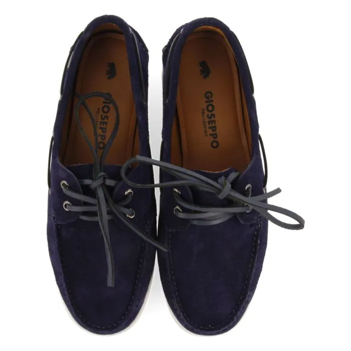 NAVY BLUE LEATHER NAUTICAL STYLE LOAFERS FOR MEN TRUNO