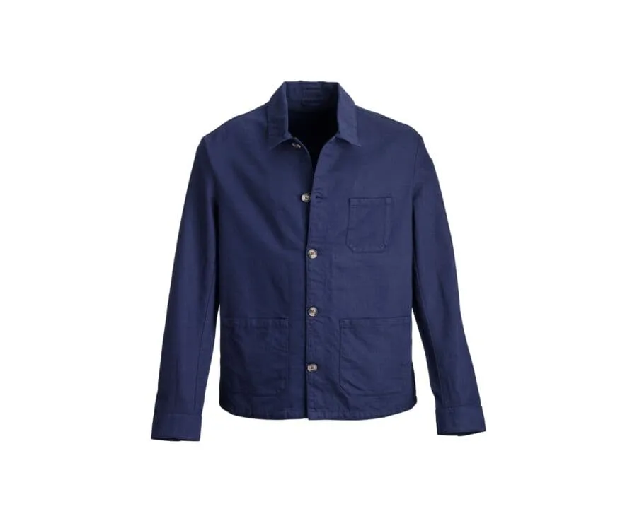 Navy Blue men's cotton linen painter jacket by FAUSTINIEN