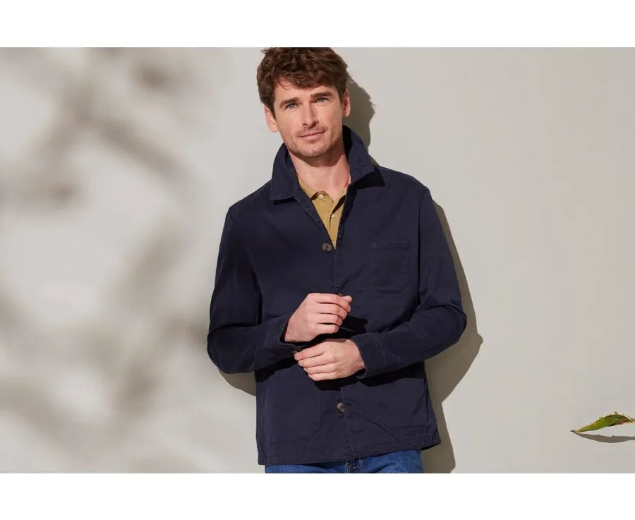 Navy Cotton Jacket for Men - FÉLICIEN