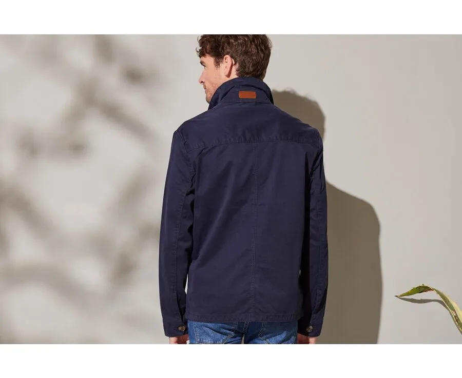 Navy Cotton Jacket for Men - FÉLICIEN